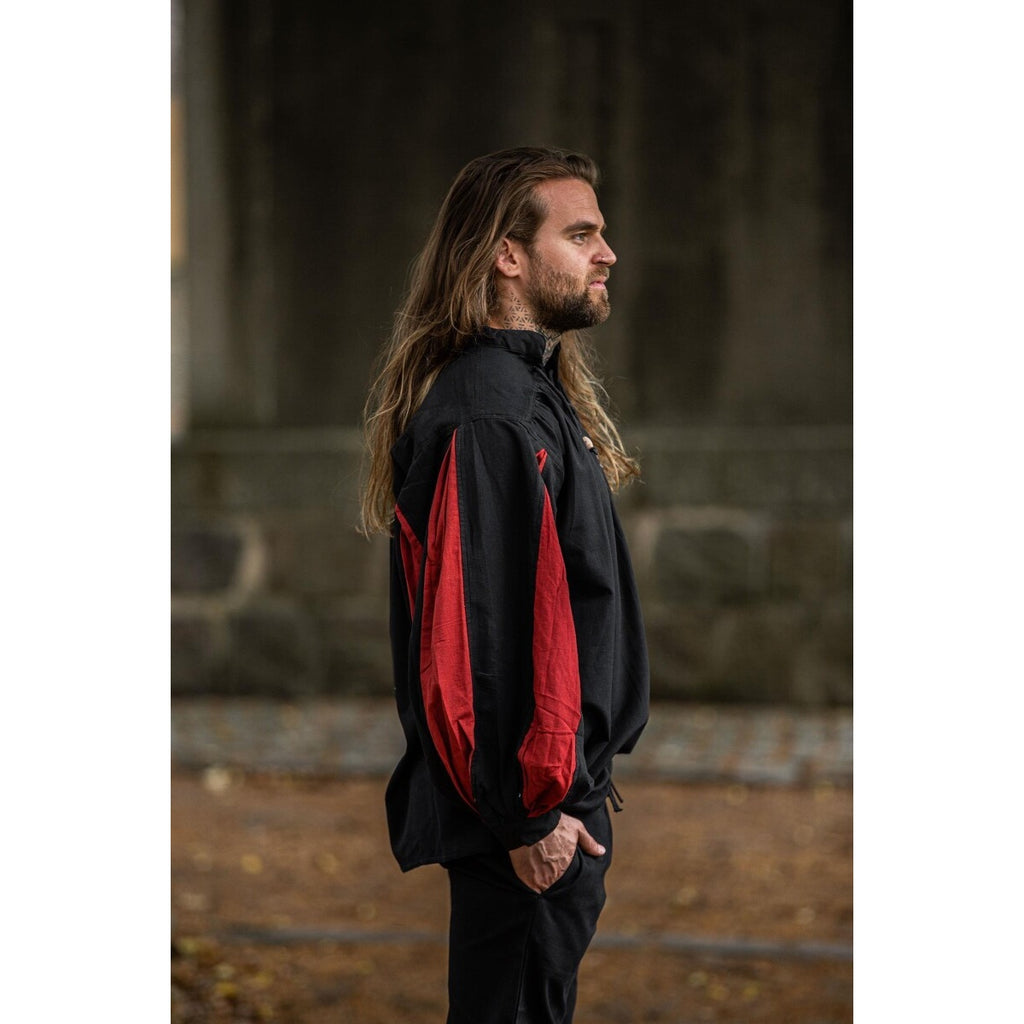 Productafbeelding Middeleeuws landsknecht hemd Albert zwart-rood