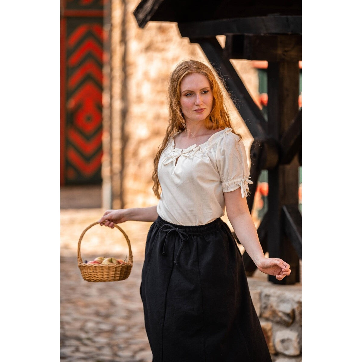 Productafbeelding Middeleeuwse blouse met korte mouwen Otilia beige