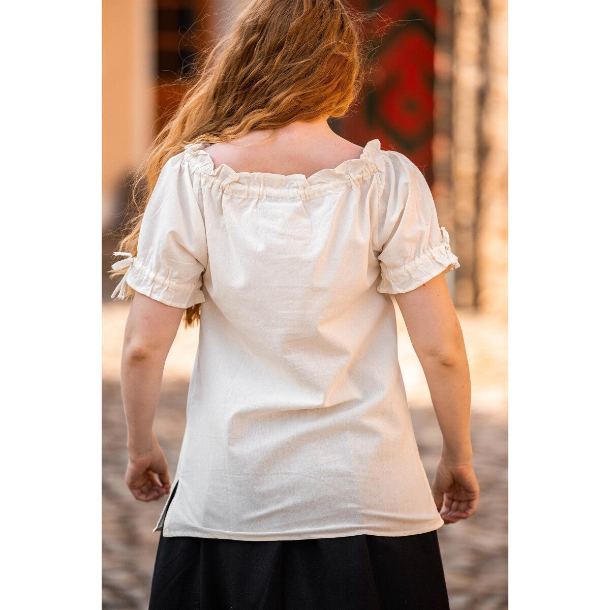 Productafbeelding Middeleeuwse blouse met korte mouwen Otilia beige
