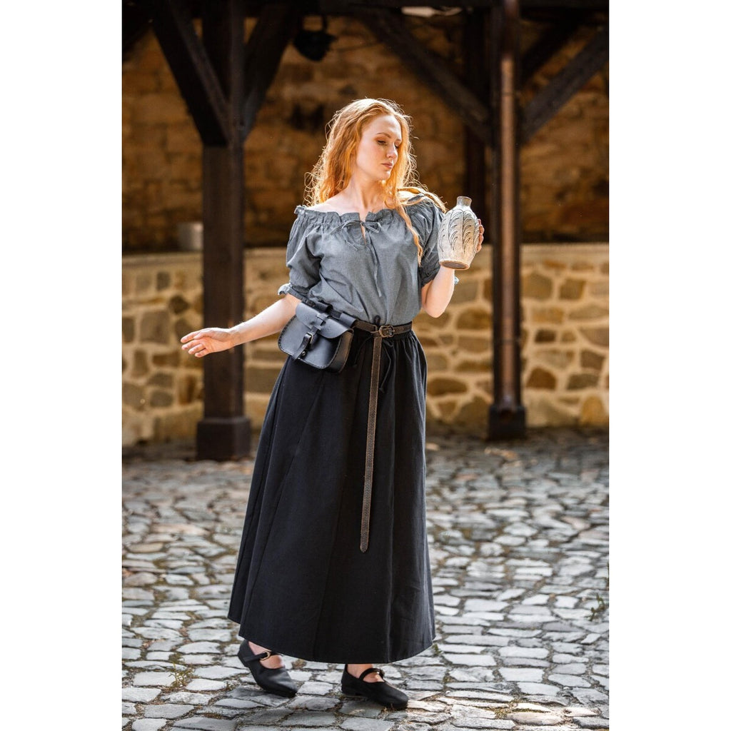 Productafbeelding Middeleeuwse blouse met korte mouwen Verena blauw