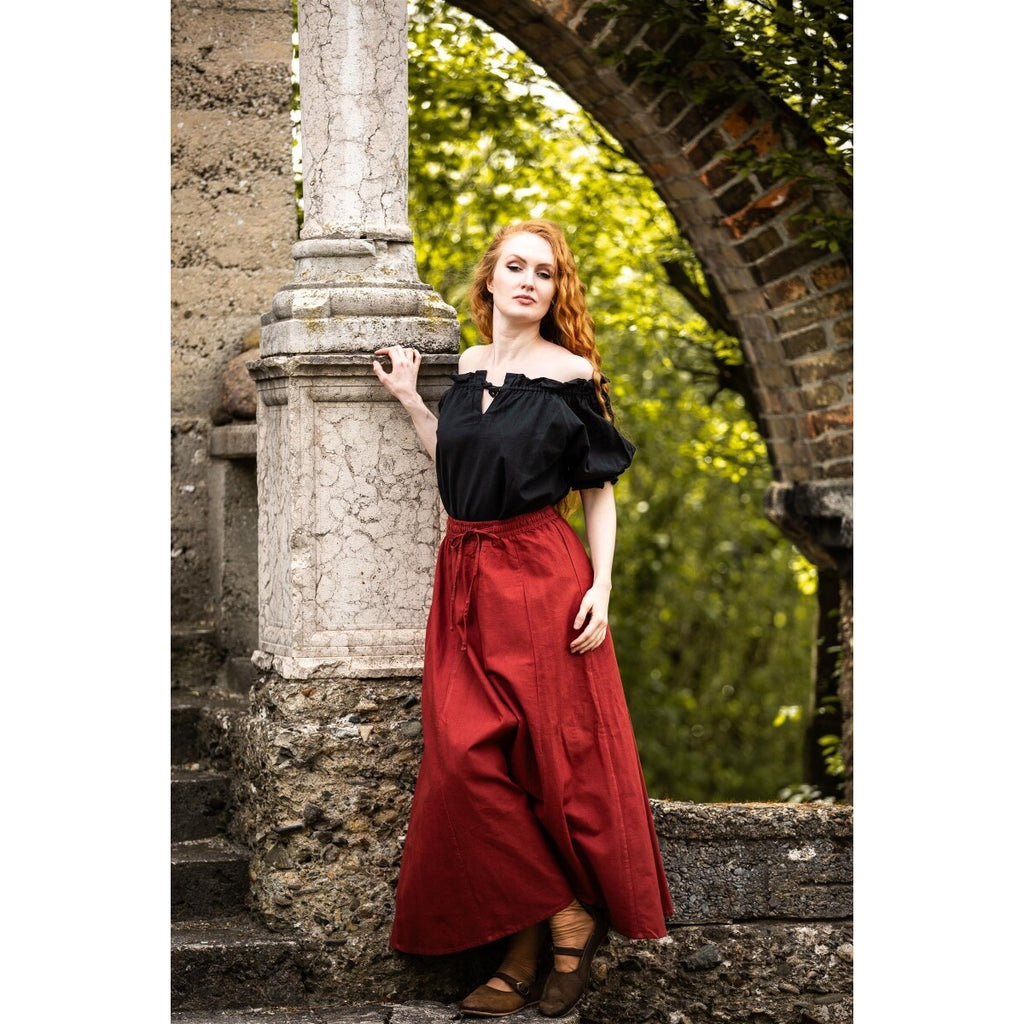 Productafbeelding Middeleeuwse blouse met korte mouwen Verena zwart
