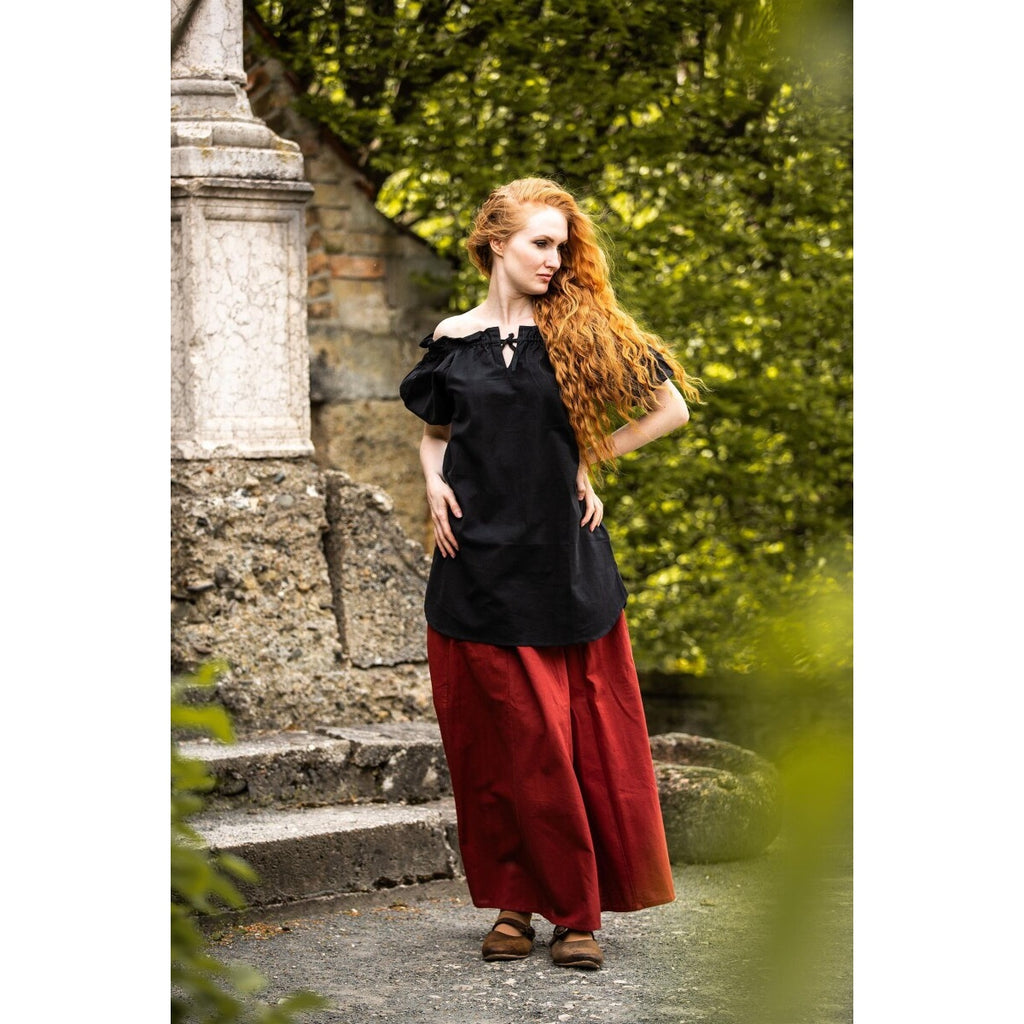 Productafbeelding Middeleeuwse blouse met korte mouwen Verena zwart