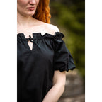 Productafbeelding Middeleeuwse blouse met korte mouwen Verena zwart