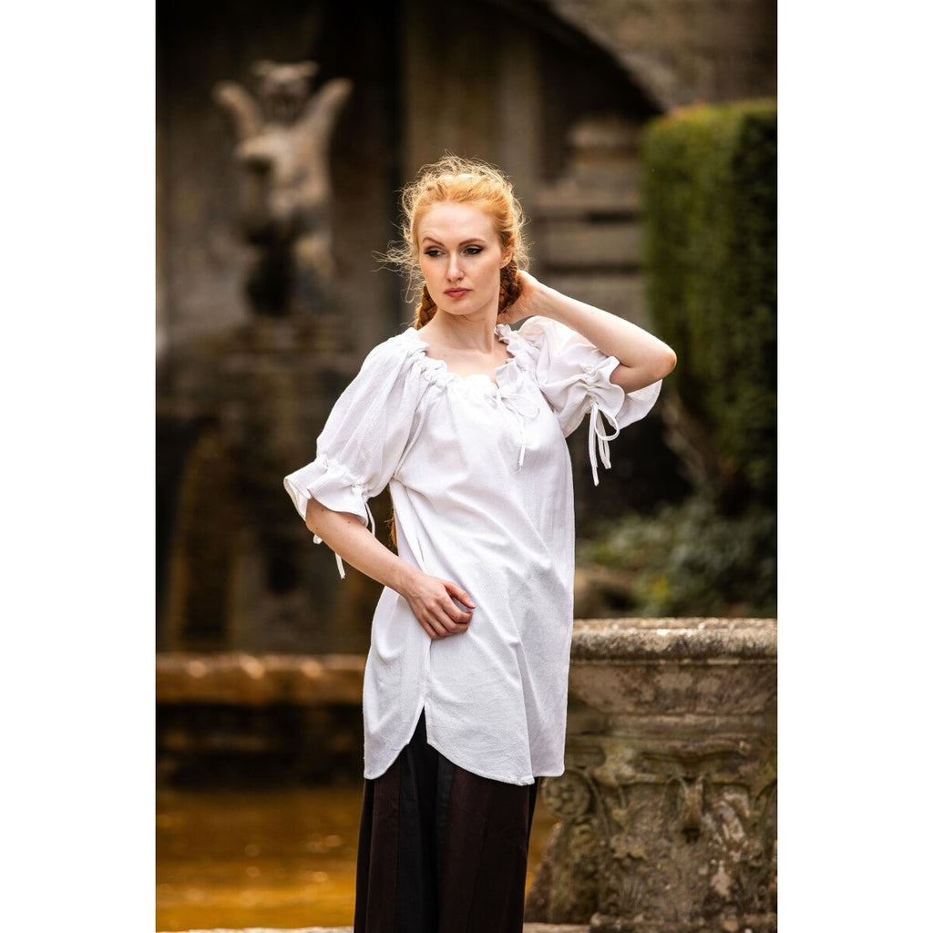 Productafbeelding Middeleeuwse blouse met korte mouwen Verena wit