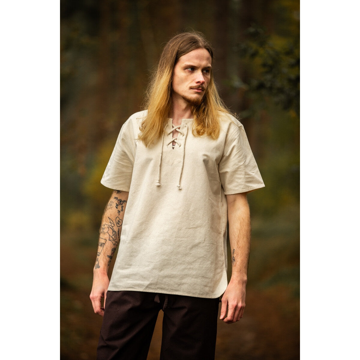 Productafbeelding Middeleeuws hemd Erhart korte mouw beige