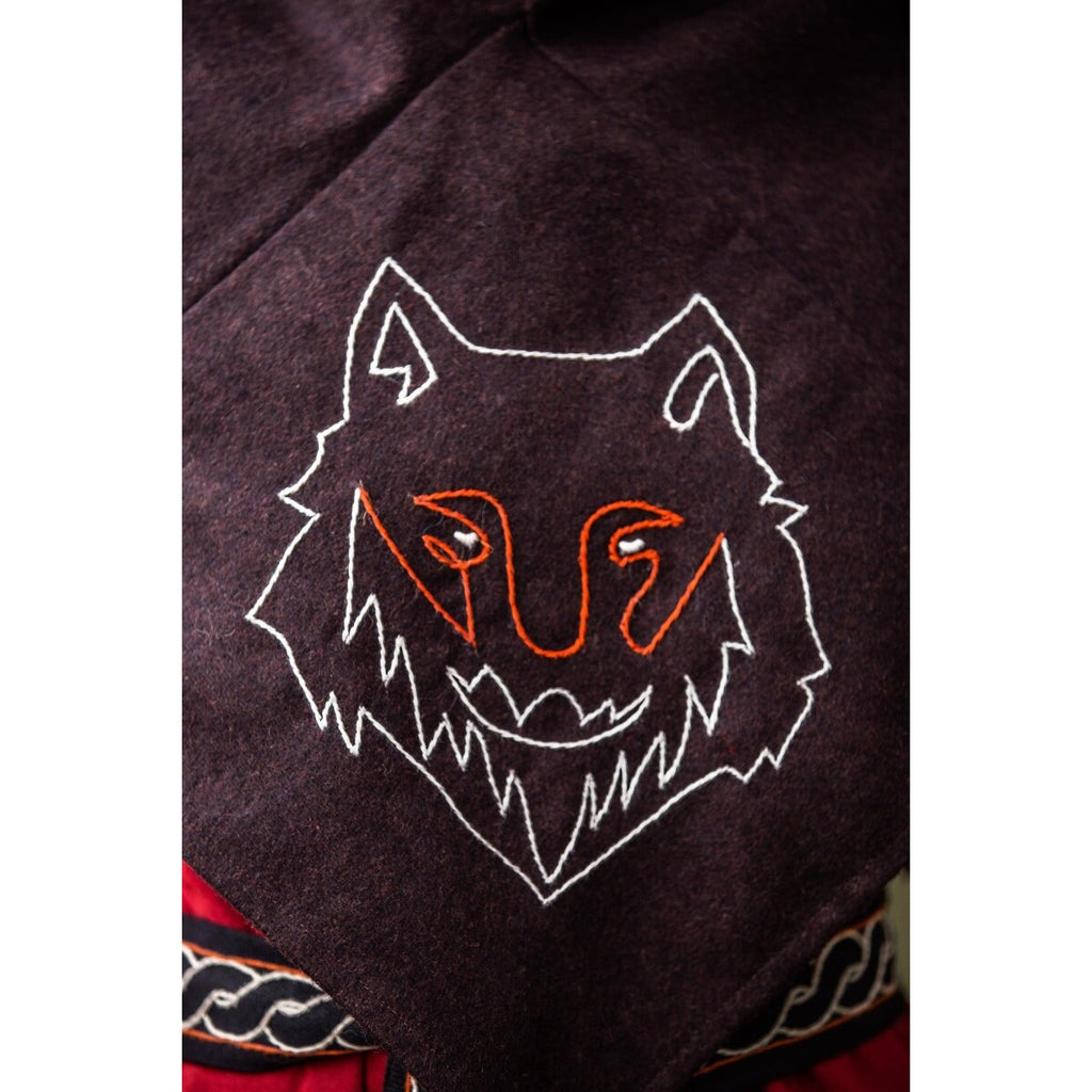 Product image Medieval Gugel Tyr with Wolf Embroidery brown