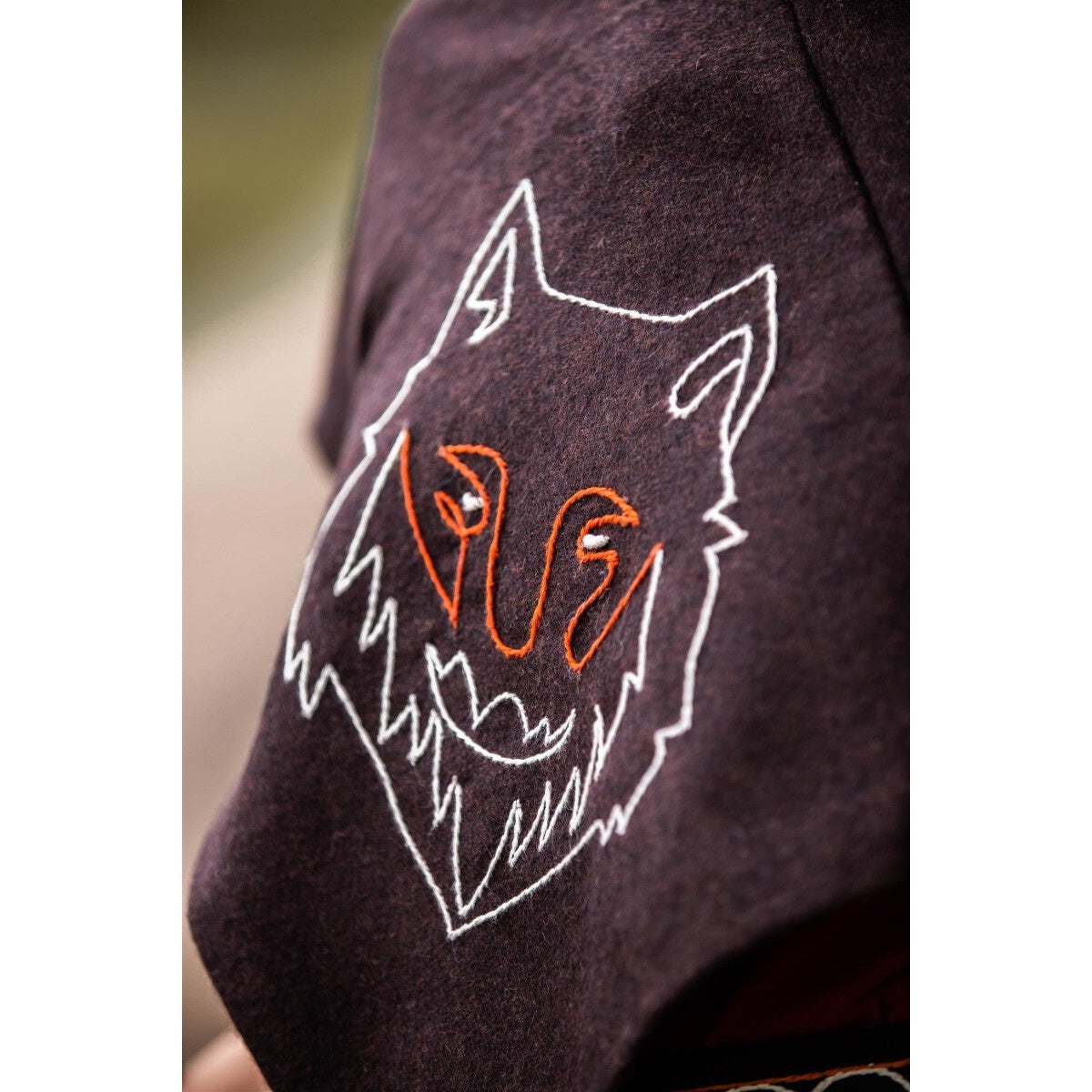Product image Medieval Gugel Tyr with Wolf Embroidery brown