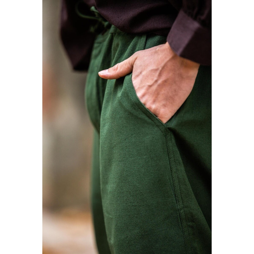 Productafbeelding Middeleeuwse broek Linhart met vetersluiting in de taille groen