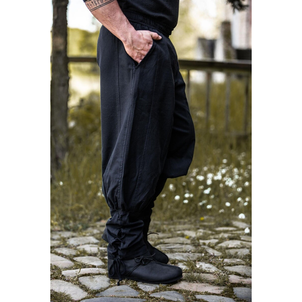 Productafbeelding Middeleeuwse broek Tiago met beenvetering zwart