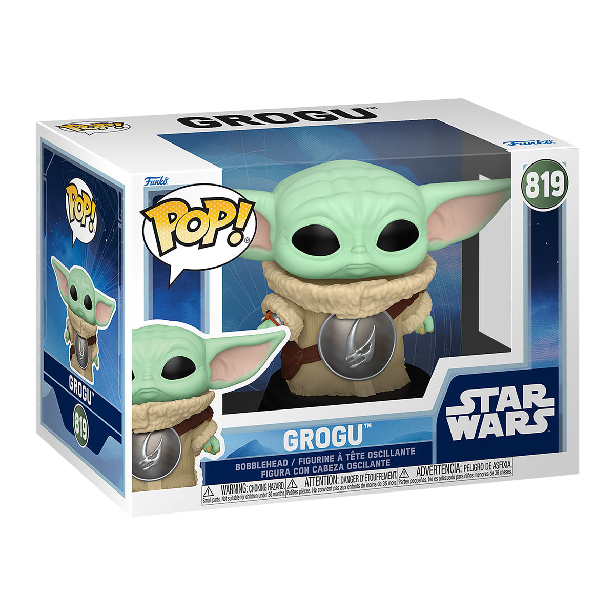 Productafbeelding Grogu met Mudhorn-borstpantser Funko Pop bobblehead-figuur - Star Wars The Mandalorian and Grogu