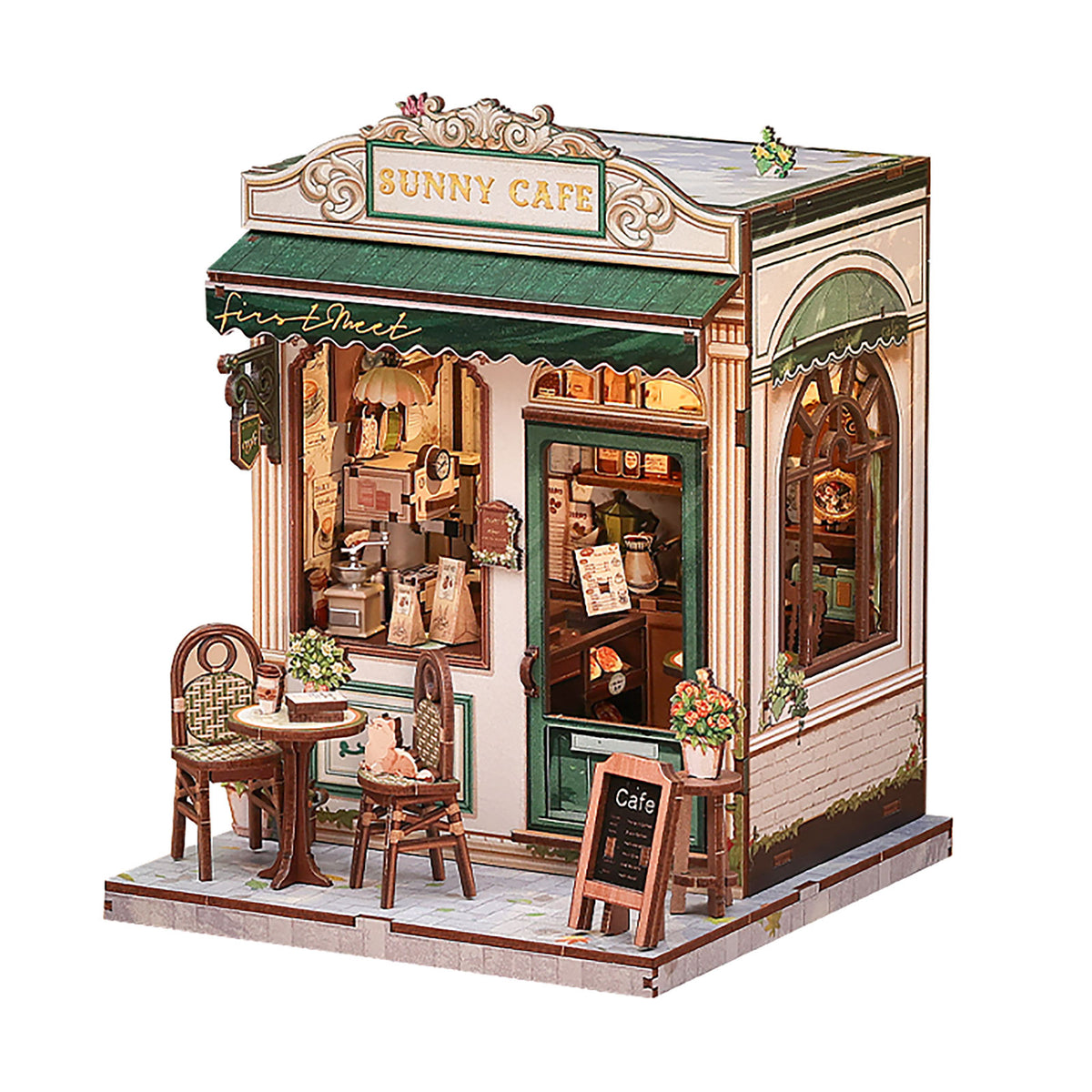 Productafbeelding CuteBee - Sunny Cafe miniatuurhuis Book Nook modelbouwpakket