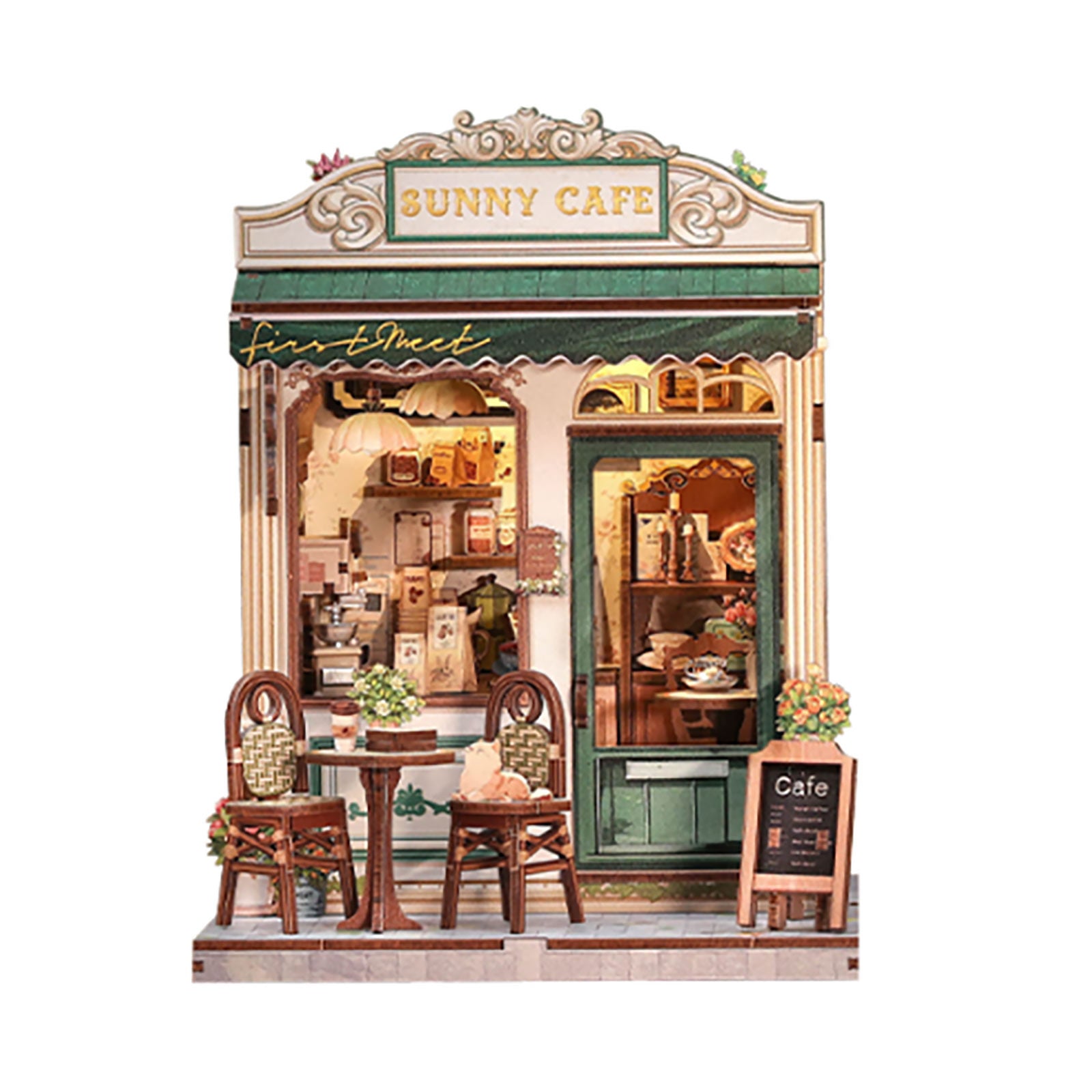 Productafbeelding CuteBee - Sunny Cafe miniatuurhuis Book Nook modelbouwpakket