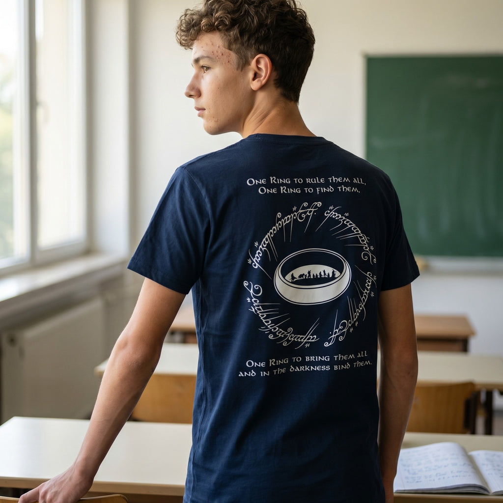 Productafbeelding De Ene Ring T-shirt blauw - In de Ban van de Ring