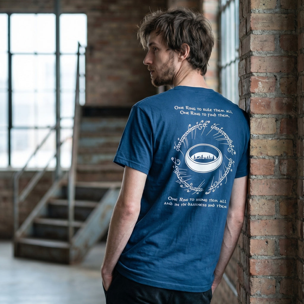 Productafbeelding De Ene Ring T-shirt blauw - In de Ban van de Ring