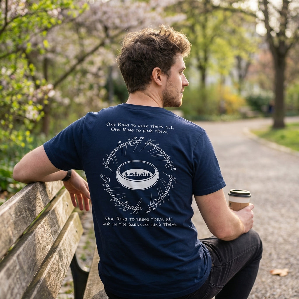 Productafbeelding De Ene Ring T-shirt blauw - In de Ban van de Ring