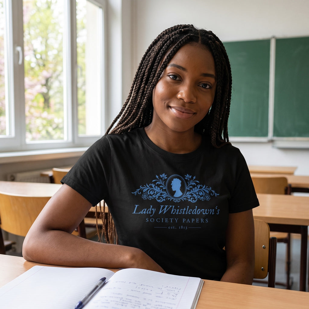 Productafbeelding Society Papers T-shirt zwart voor Bridgerton-fans