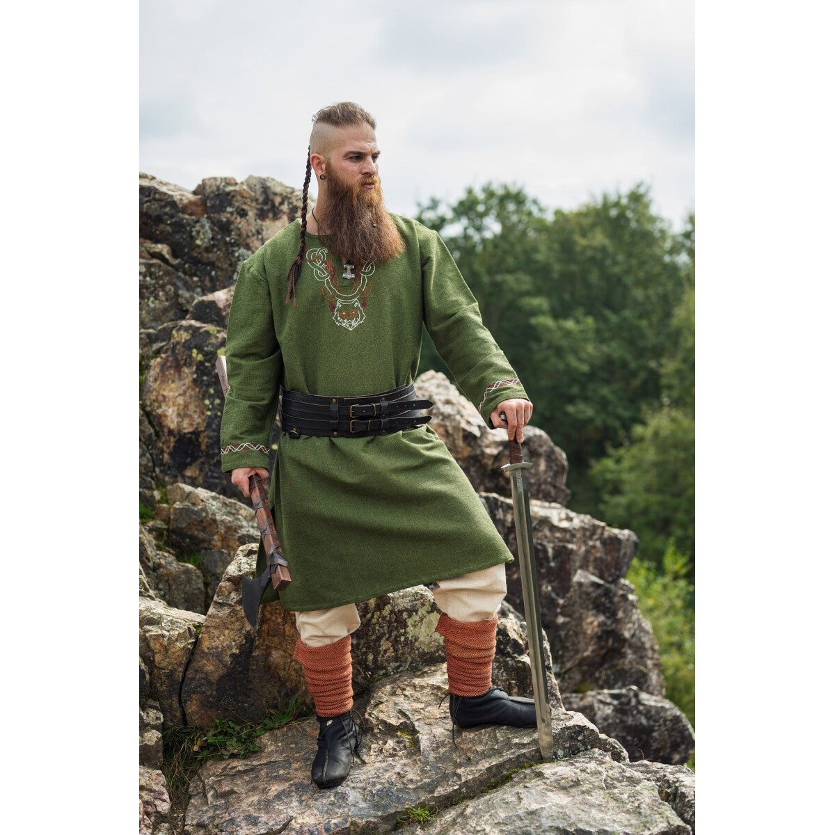 Productafbeelding Middeleeuwse Vikingtunika Freki olijfgroen