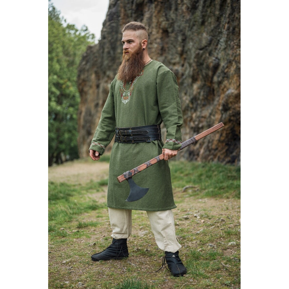 Productafbeelding Middeleeuwse Vikingtunika Freki olijfgroen