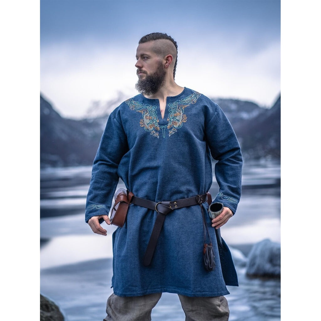 Productafbeelding Middeleeuwse Viking-tuniek Snorri grijsblauw