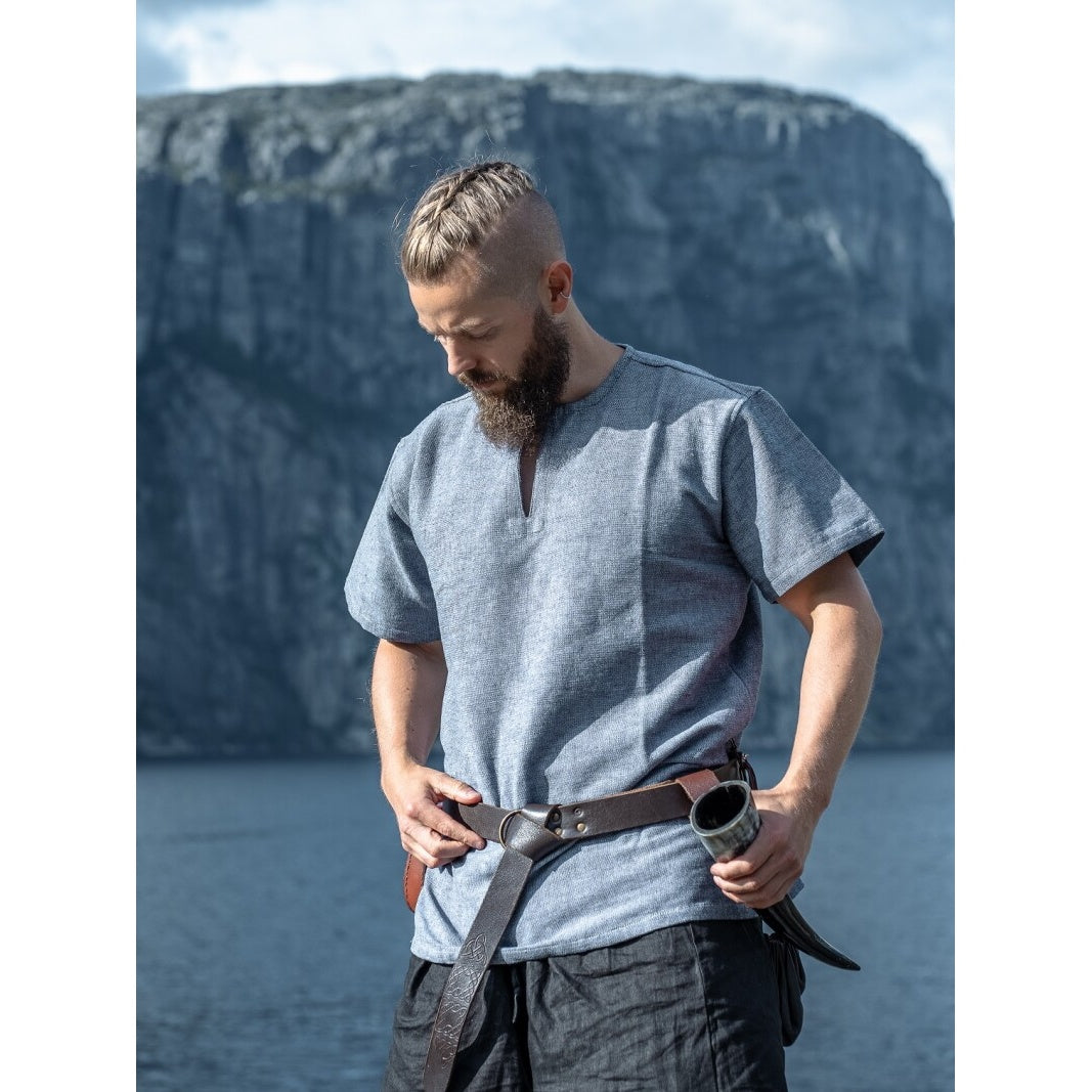 Productafbeelding Middeleeuwse Viking Tuniek Edmund Korte Mouw blauwgrijs