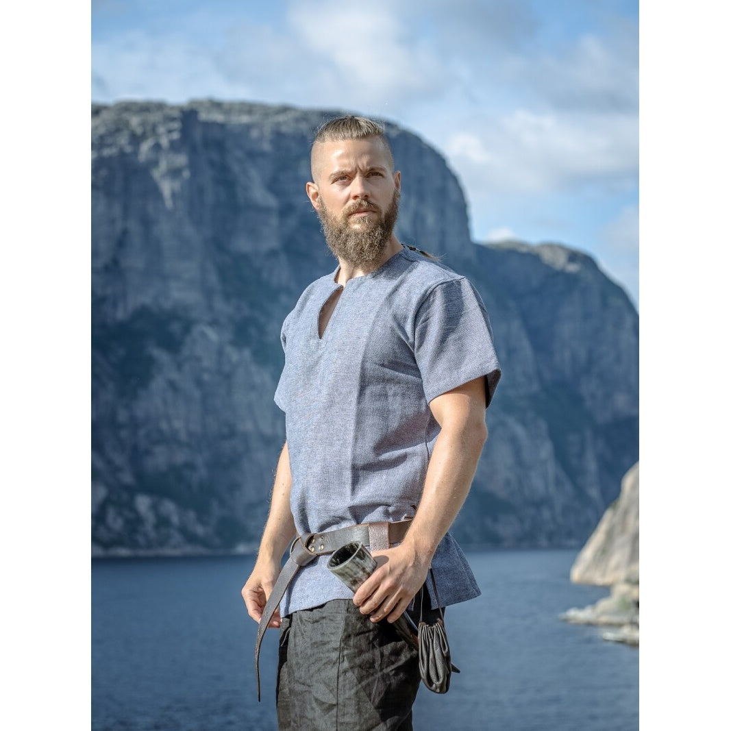 Productafbeelding Middeleeuwse Viking Tuniek Edmund Korte Mouw blauwgrijs