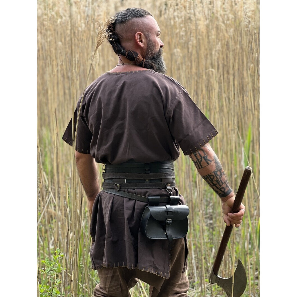 Productafbeelding Middeleeuwse Viking tuniek Theobald korte mouw donkerbruin