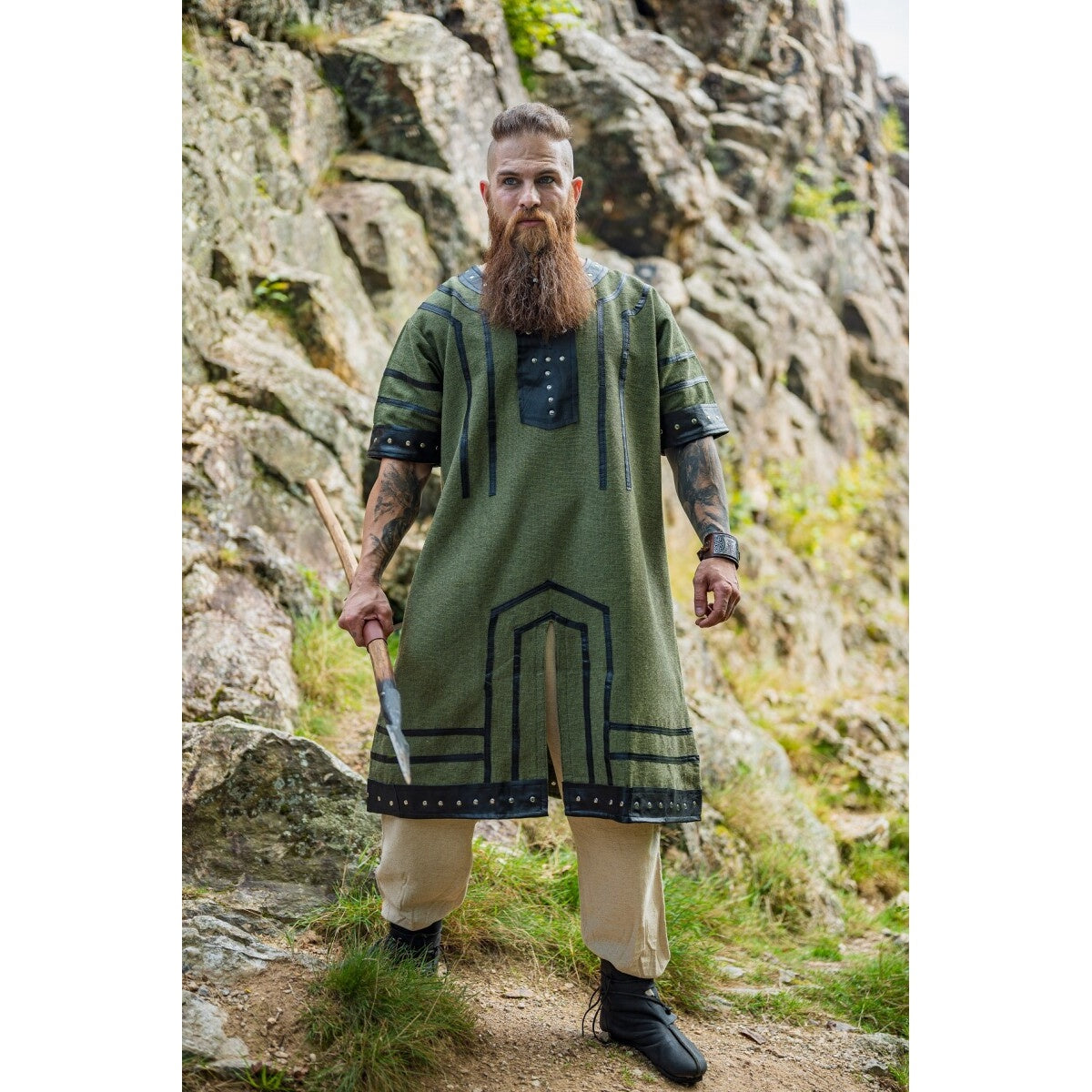 Productafbeelding Middeleeuwse Viking tuniek Rollo korte mouw groen