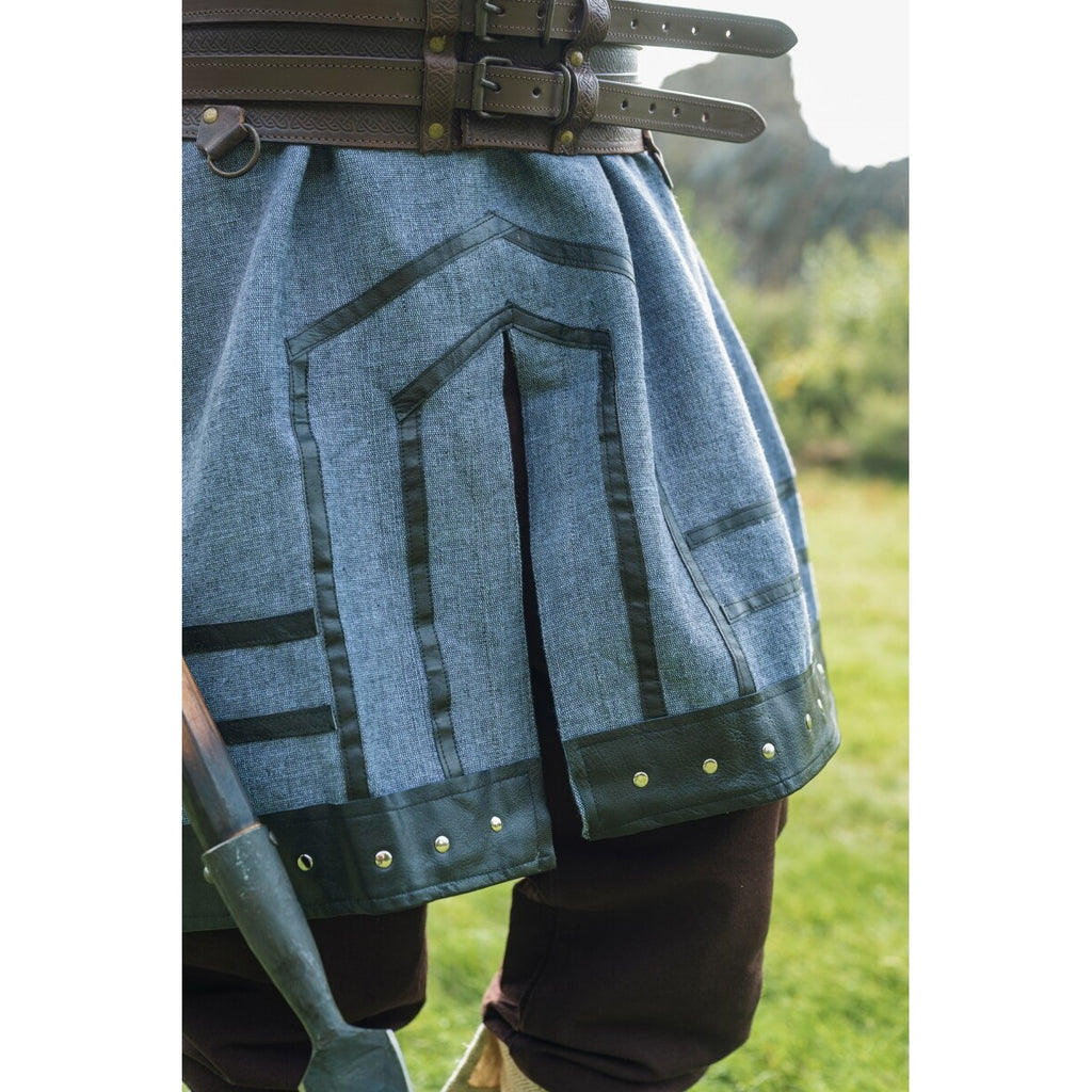 Productafbeelding Middeleeuwse Viking tuniek Rollo met korte mouwen blauwgrijs