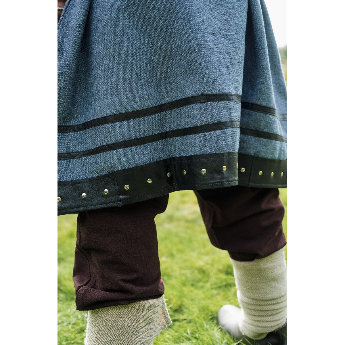 Productafbeelding Middeleeuwse Viking tuniek Rollo met korte mouwen blauwgrijs