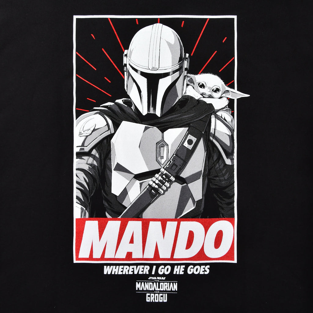 Productafbeelding Mando Wherever I Go He Goes T-shirt zwart - Star Wars The Mandalorian