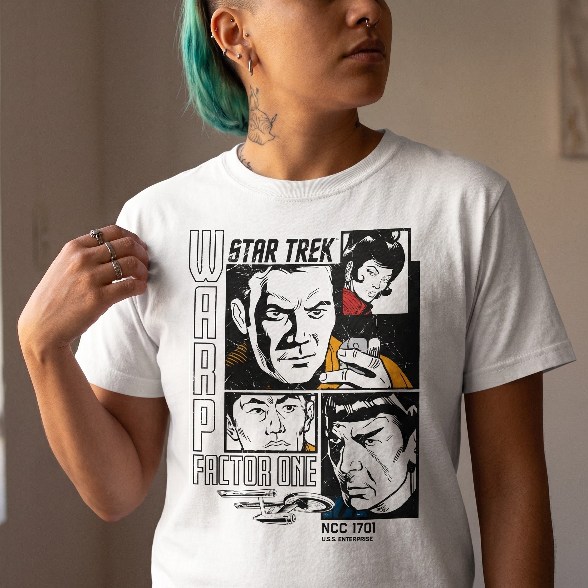 Productafbeelding Star Trek - Warp 1 Retro T-shirt wit