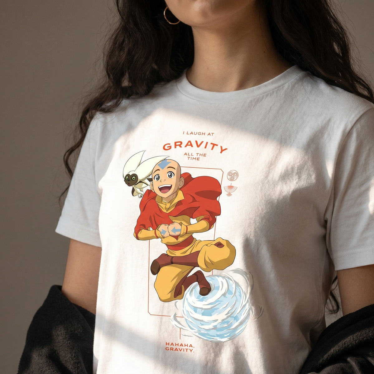 Productafbeelding Avatar – Aang Laugh at Gravity T-shirt wit