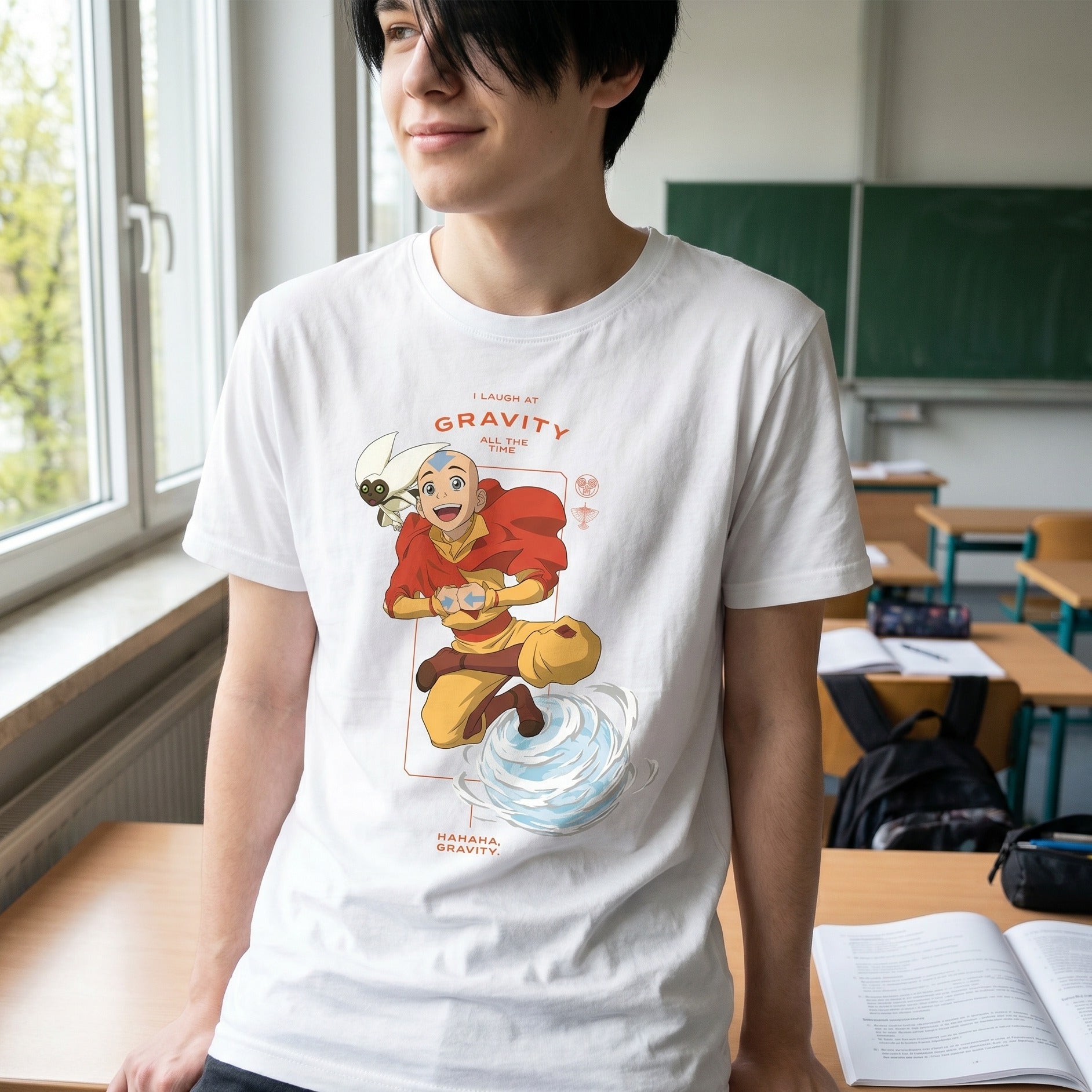 Productafbeelding Avatar – Aang Laugh at Gravity T-shirt wit