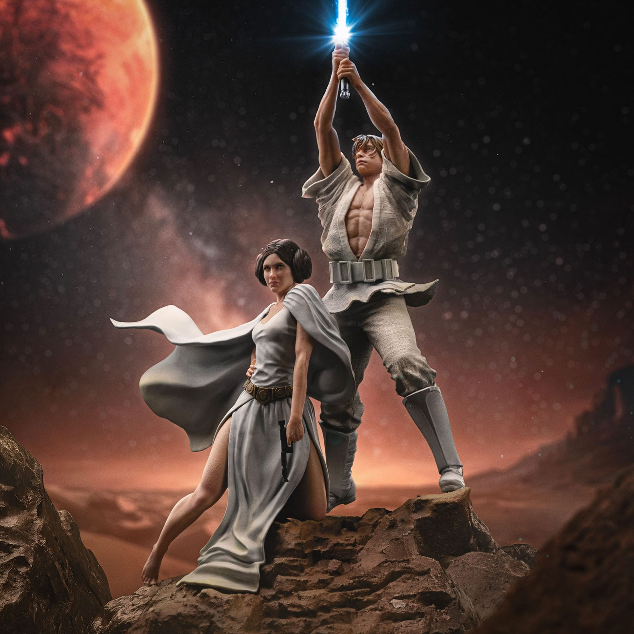 Productafbeelding Star Wars Deluxe Art Scale Beeld 1/10 Luke en Leia 41 cm