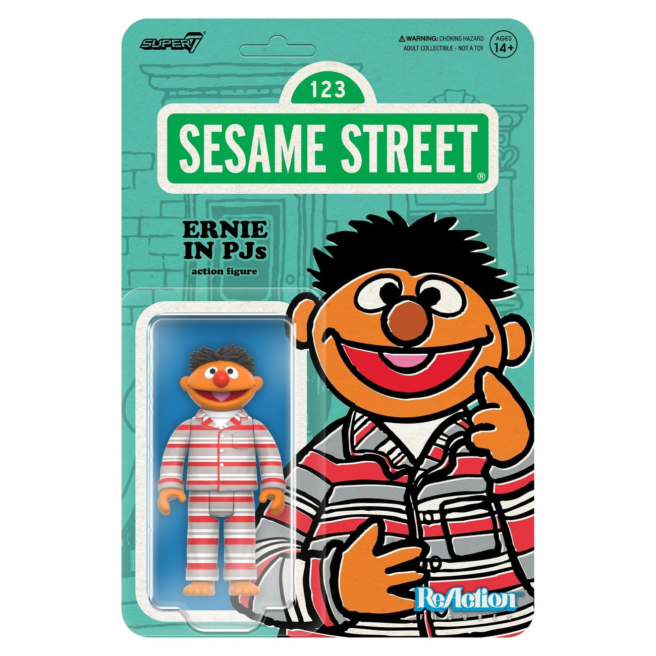 Productafbeelding Sesamstraat ReAction actieminifiguur Wave 06 Ernie (pyjama) 10 cm