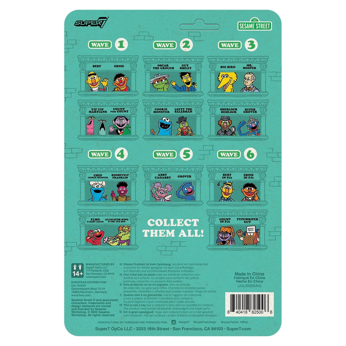 Productafbeelding Sesamstraat ReAction actieminifiguur Wave 06 Ernie (pyjama) 10 cm