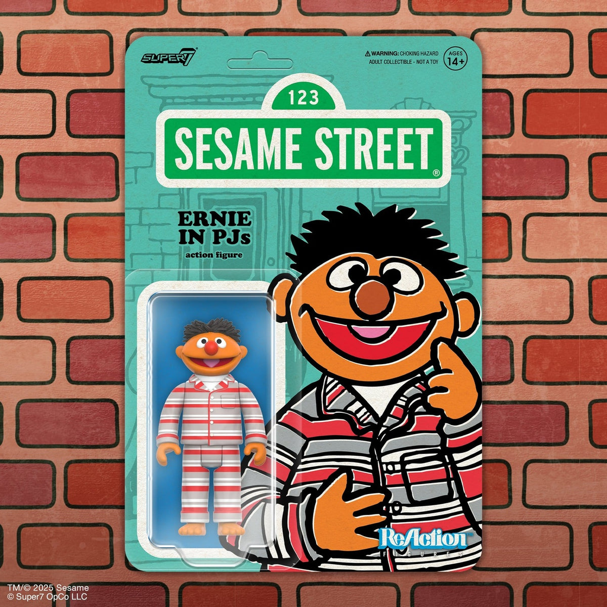 Productafbeelding Sesamstraat ReAction actieminifiguur Wave 06 Ernie (pyjama) 10 cm