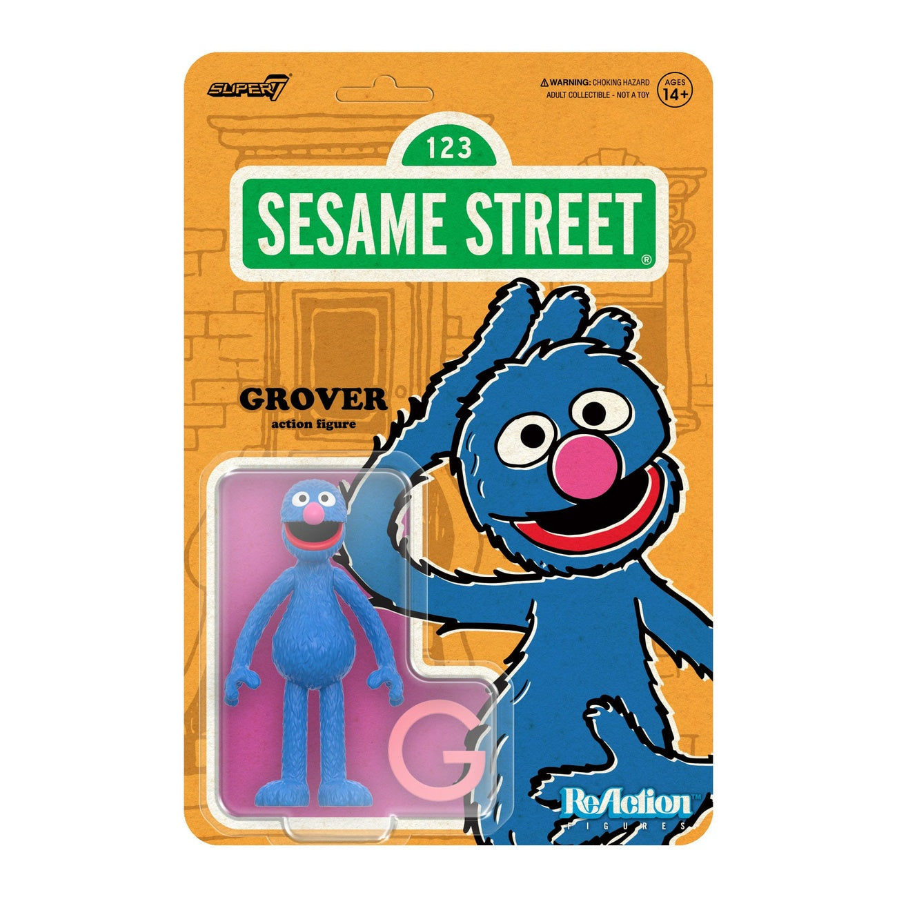 Productafbeelding Sesame Street ReAction actiefiguur Wave 05 Grover 10 cm