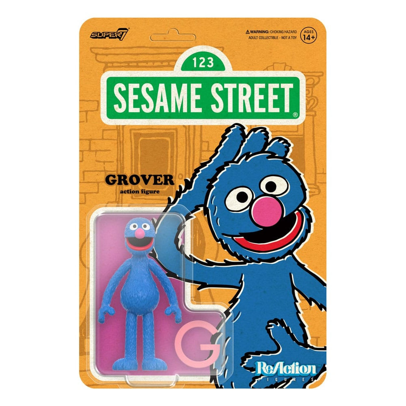 Productafbeelding Sesame Street ReAction actiefiguur Wave 05 Grover 10 cm