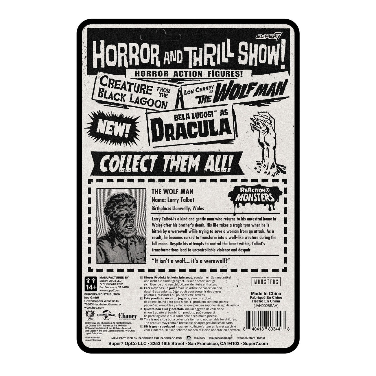 Productafbeelding Universal Monsters ReAction+ Actiefiguur Wave 1 The Wolf Man 10 cm