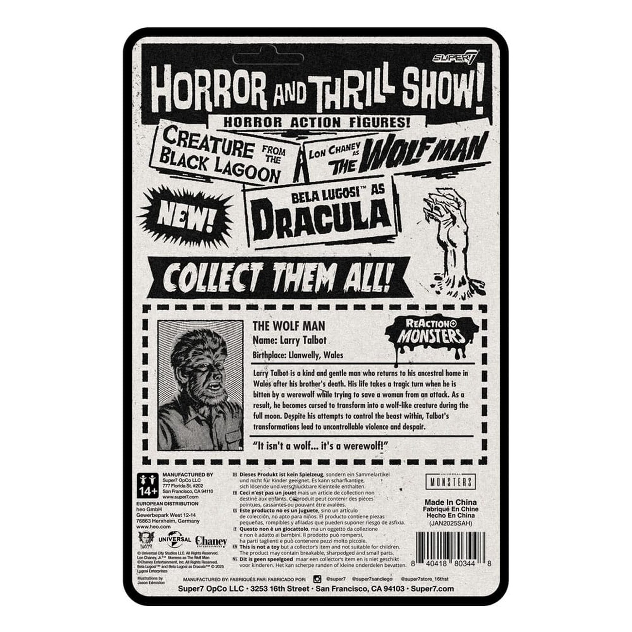 Productafbeelding Universal Monsters ReAction+ Actiefiguur Wave 1 The Wolf Man 10 cm