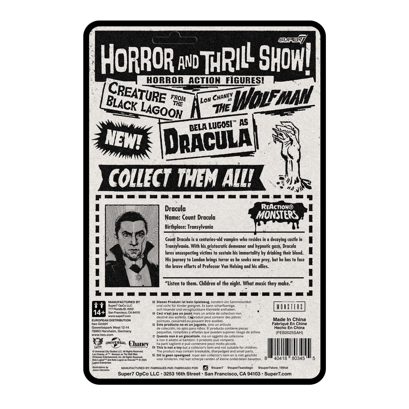 Productafbeelding Universal Monsters ReAction+ Actiefiguur Wave 1 Dracula 10 cm