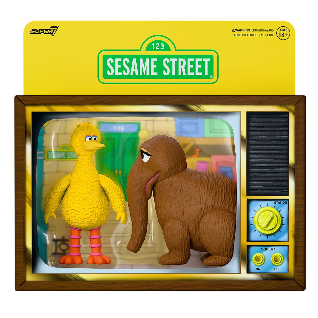 Productafbeelding Sesamstraat ReAction actiefiguren 2-pack Big Bird and Mr. Snuffleupagus 10 cm