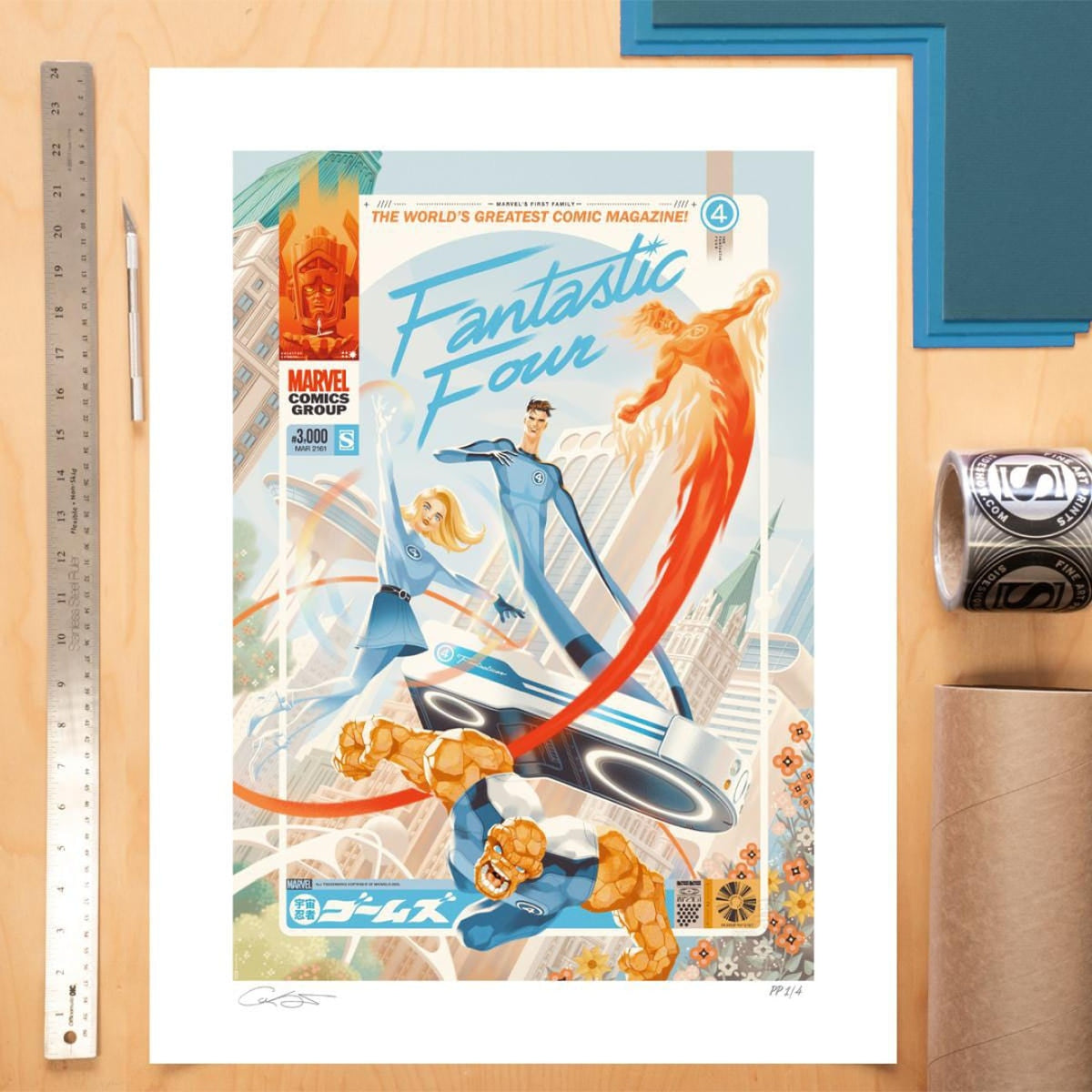 Productafbeelding Marvel Fantastic Four #48 Kunstdruck Marvels First Family: The Fantastic Four! 61 x 41 cm - oningelijst