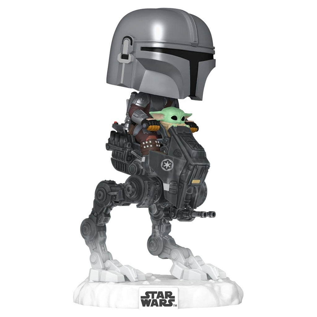 Productafbeelding Star Wars: The Mandalorian and Grogu POP! Rides Deluxe vinyl bobbleheadfiguur The Mandalorian met Grogu in Imperial Remnant AT-RT 9 cm