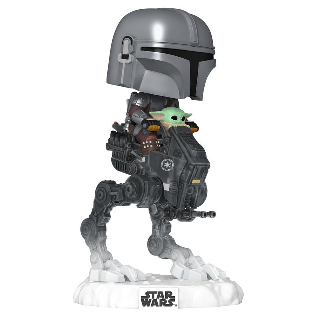 Productafbeelding Star Wars: The Mandalorian and Grogu POP! Rides Deluxe vinyl bobbleheadfiguur The Mandalorian met Grogu in Imperial Remnant AT-RT 9 cm