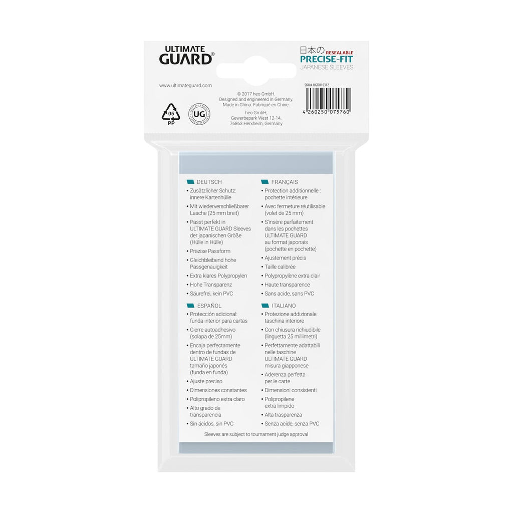 Productafbeelding Ultimate Guard Precise-Fit Sleeves Japans Formaat (100) - Hersluitbaar