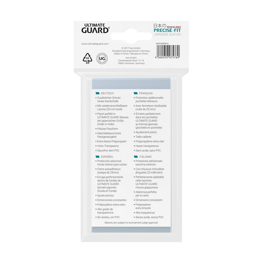 Productafbeelding Ultimate Guard Precise-Fit Sleeves Japans Formaat (100) - Hersluitbaar