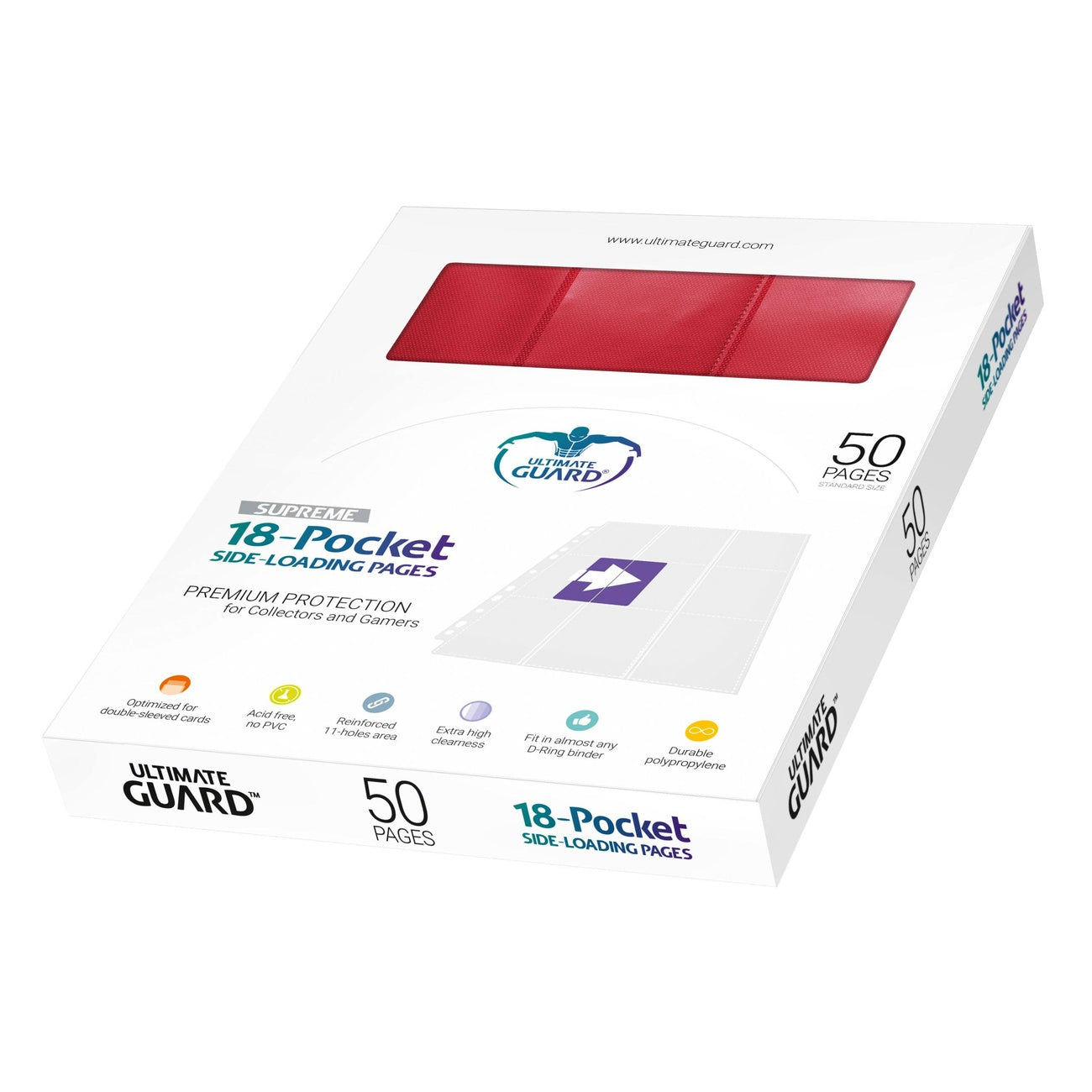 Productafbeelding Ultimate Guard 18-Pocket Pages Side-Loading (50) - Rood
