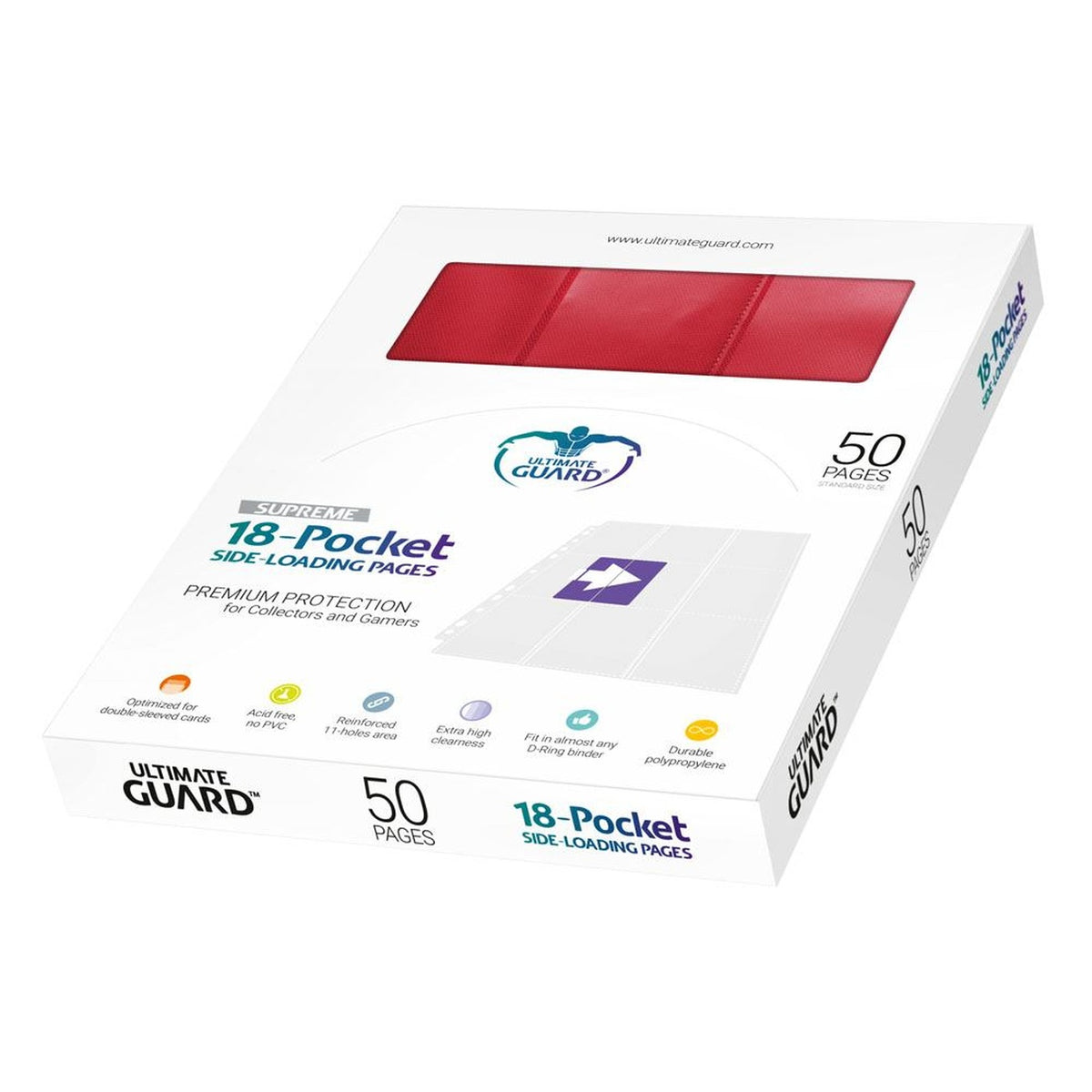 Productafbeelding Ultimate Guard 18-Pocket Pages Side-Loading (50) - Rood